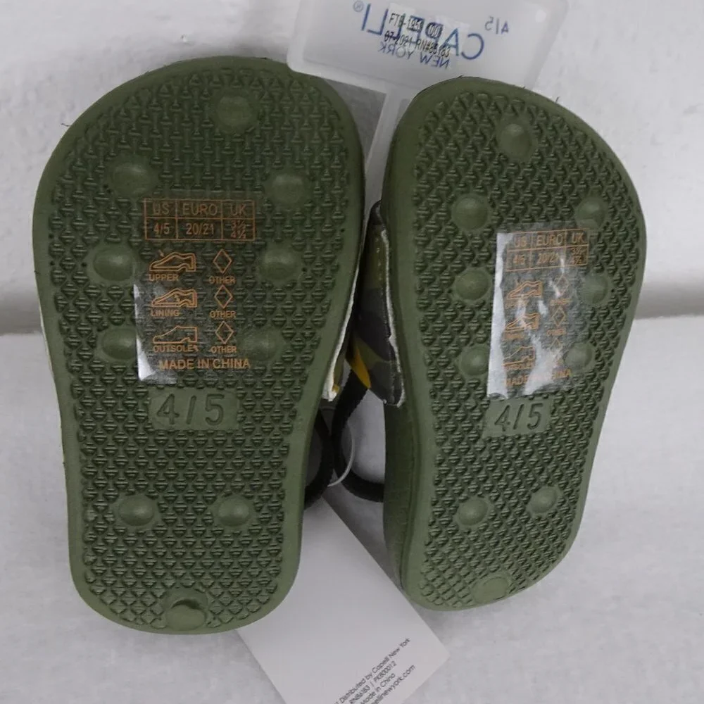 Capelli Camo Shoe Slides Sandals Slip On Green Size 4 -5 Boys Strap Pool Beach